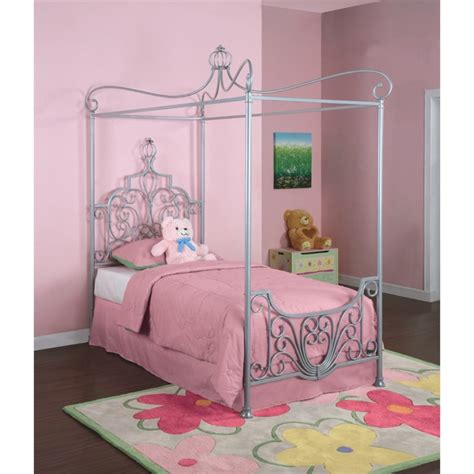 Twin canopy beds are perfect for children that would like a little frill, a little lace, and a little fantasy. Powell Furniture Princess Rebecca "Sparkle Silver" Twin ...