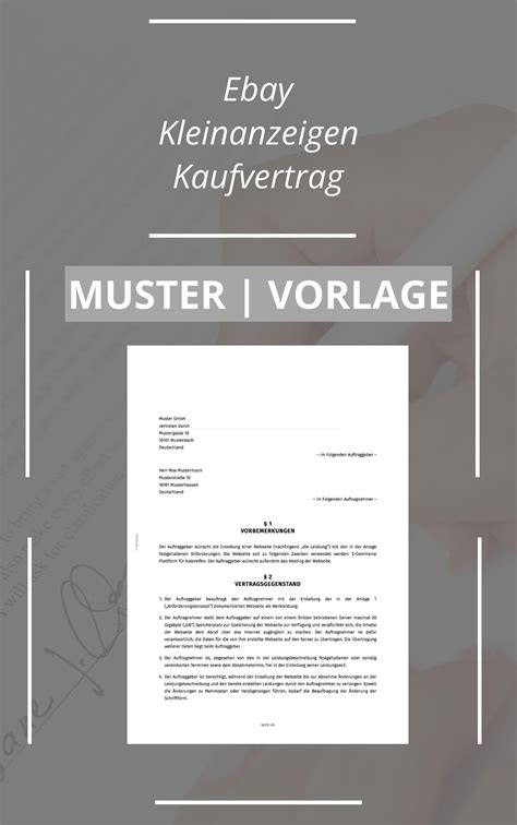 Ebay Kleinanzeigen Kaufvertrag Vorlage Muster Pdf Word