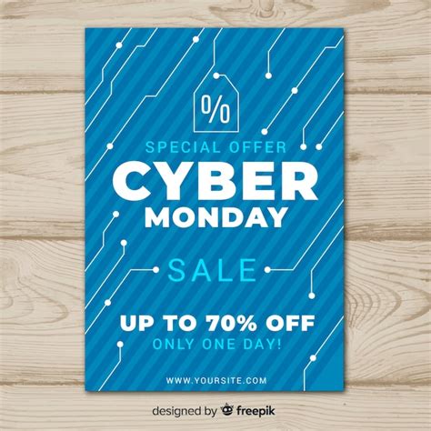 Free Vector Cyber Monday Flyer Template With Flat Design