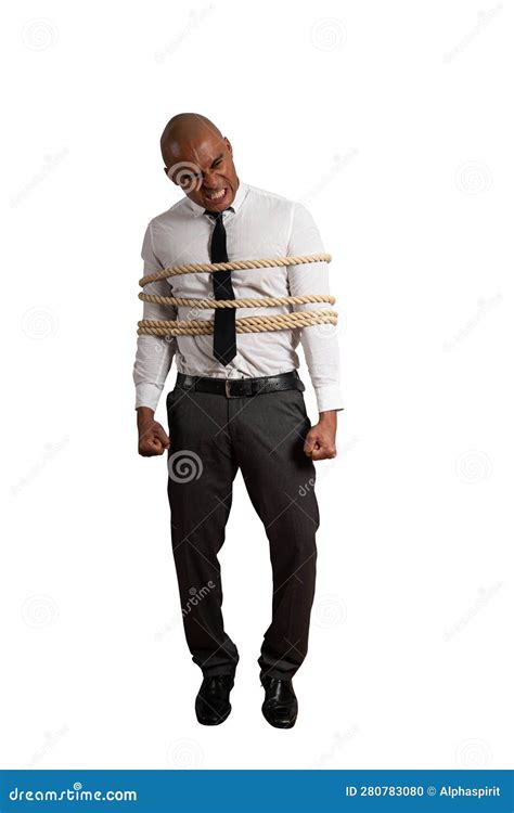 Isolated Business Is Tied Up With A Rope Stock Photo Image Of Bound