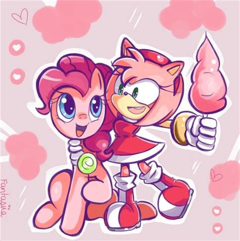 Amy And Pinkie Pie With A Lollipop And Cotton Candy So Awesome Amy