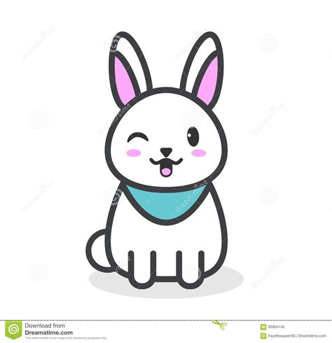 Cute And Tender Rabbit White Rabbit Kawaii Stock Vector