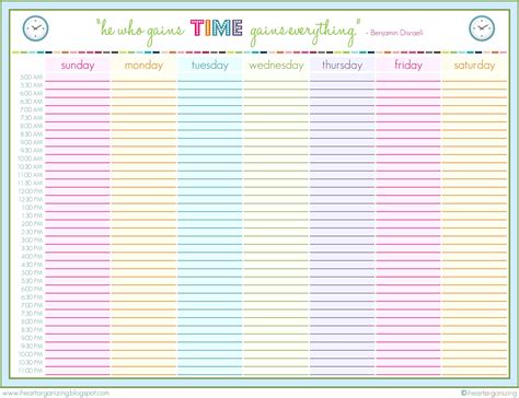 Printable Daily Calendar With Hours Calendar Templates