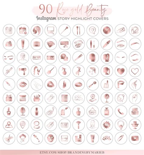 Editable highlight cover featured in this listing 1080 x 1920 px (standard story size) export from canva as a high res jpg/png or pdf file. Beauty Rose Gold Instagram Highlight Covers Highlight ...