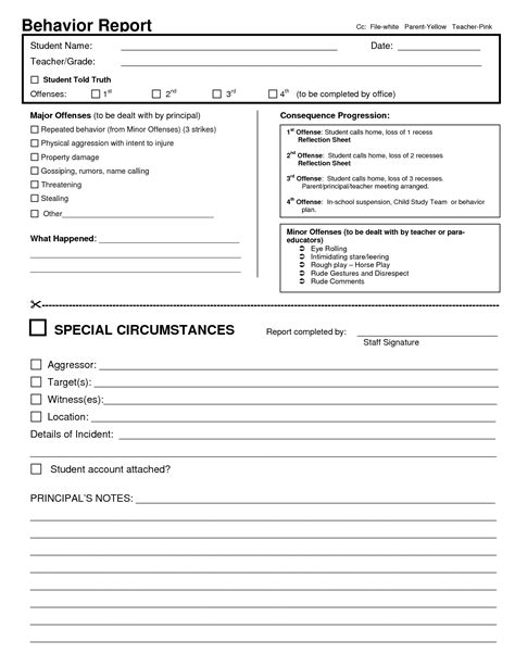 Behavior Report Template Behavior Report Cc File White Intended For