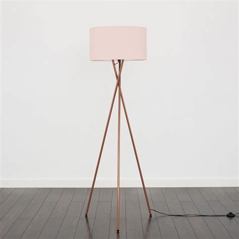 Camden Copper Tripod Floor Lamp With Xl Dusty Pink Reni Shade Pink And