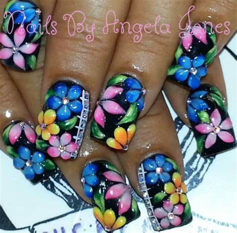 Acrylic Nails By Angela Jones Trendy Nail Art Flower Nails Nail Art Designs