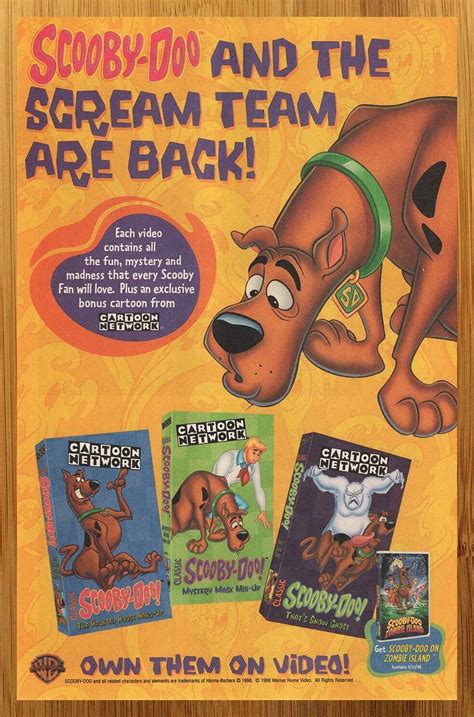 1998 Classic Scooby Doo Vhs Videos Print Adposter Cartoon Network