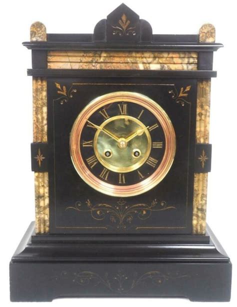 Antique 8 Day French Mantel Clock Bell Striking Architectural Slate
