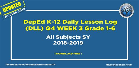 Download Deped K 12 Daily Lesson Log Dll Q4 Week 3 Grade 1 6 All