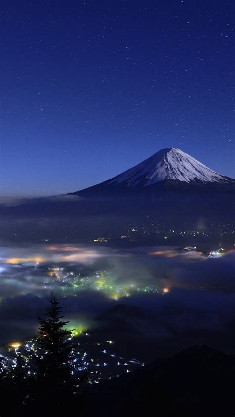 Mount Fuji Japan Night View Iphone Wallpaper Iphone