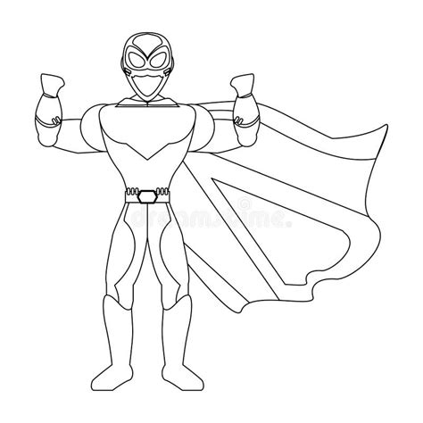 Superhero Character Cartoon In Black And White Stock Vector