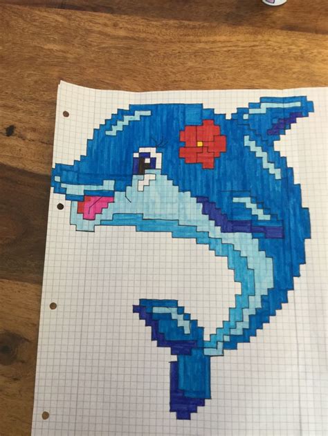 Pixel Art Delfinin En Dessin Sur Petit Carreaux Coloriage Sexiz Pix