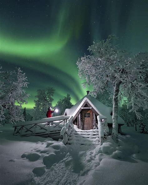 Aurora Borealis Over A Small Cabin In Lapland Finland Mostbeautiful