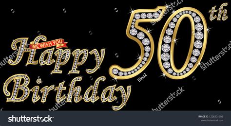 50 Years Happy Birthday Golden Sign Stock Vector Royalty Free