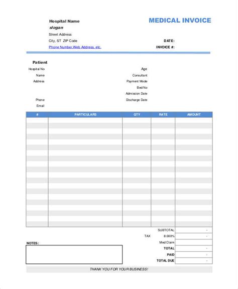 Medical Invoice 6 Examples Format Pdf Examples
