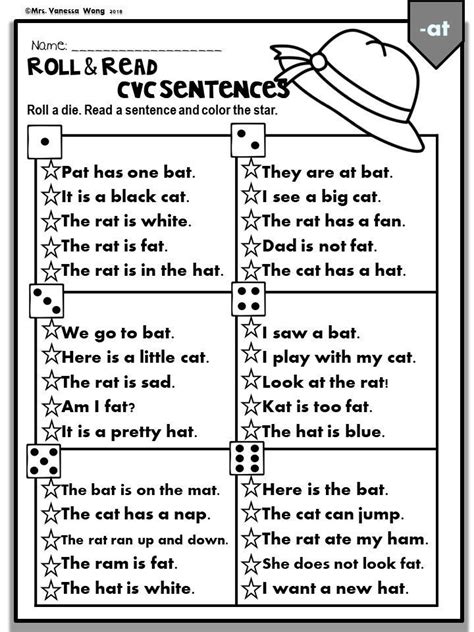 phonics cvc short vowels roll read sentences kindergartenfirst