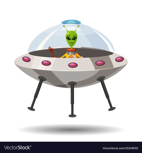 Cartoon Alien In Flying Saucer Ufo Royalty Free Vector Image