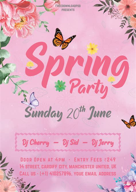 Spring Party Flyer Template Social Media Post
