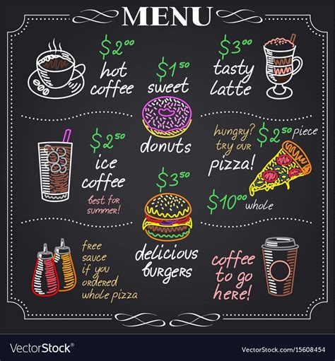 Cafe Menu Design On Chalkboard Royalty Free Vector Image Cafe Menu