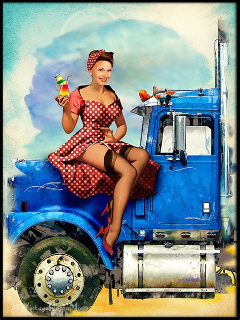 Pin Up Custom Portrait Classic Car Pin Up Girl Personalized Pin Up Art