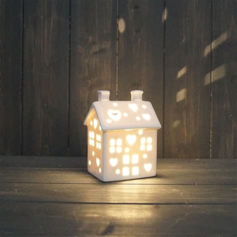 Light Up White Ceramic House Small Christmas Decorations Light