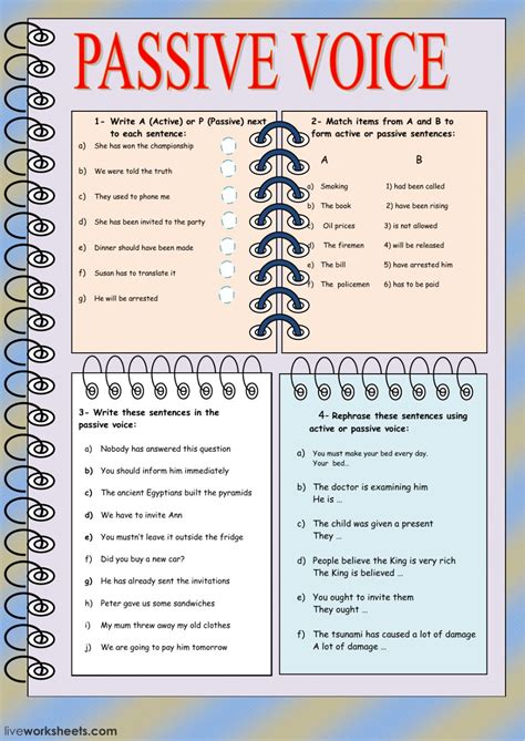 The Passive Voice Worksheet Subject And Verb Sentence Structure My