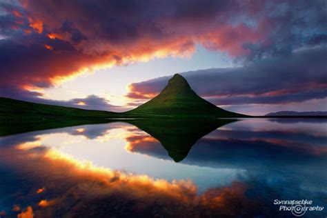 Kirkjufell Reflection Landscapes Iceland Europe