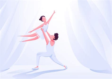 Premium Vector Ballet Dancers Couple Performance Color Illustration