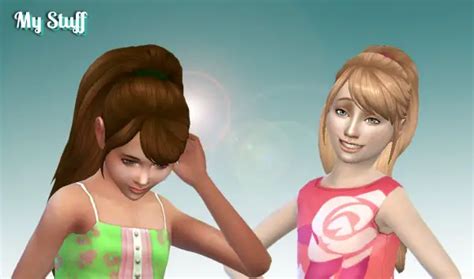 Mystufforigin Confident Ponytail Hair For Girls Sims 4 Hairs