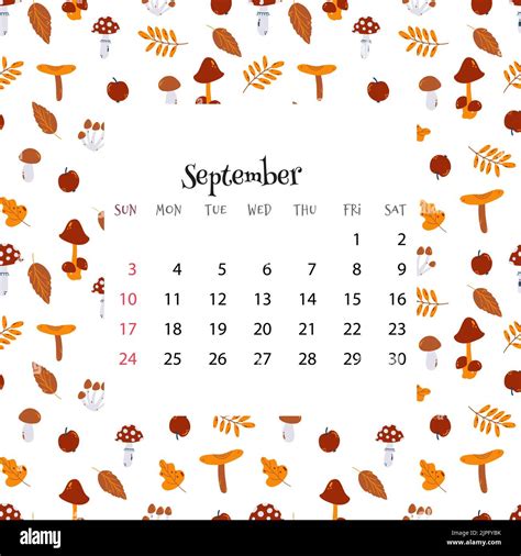 2023 Calendar For September Vector Illustration Of Month Calendar On
