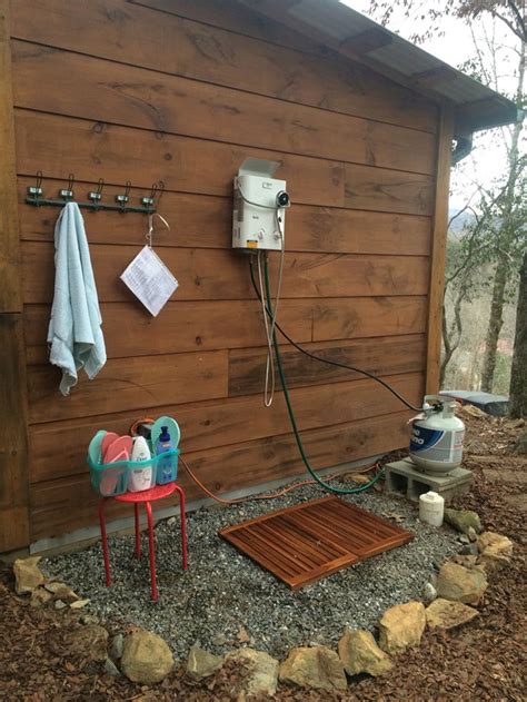 Outdoor Shower At The Mountain Cabin Eccotemp L5 Tankless