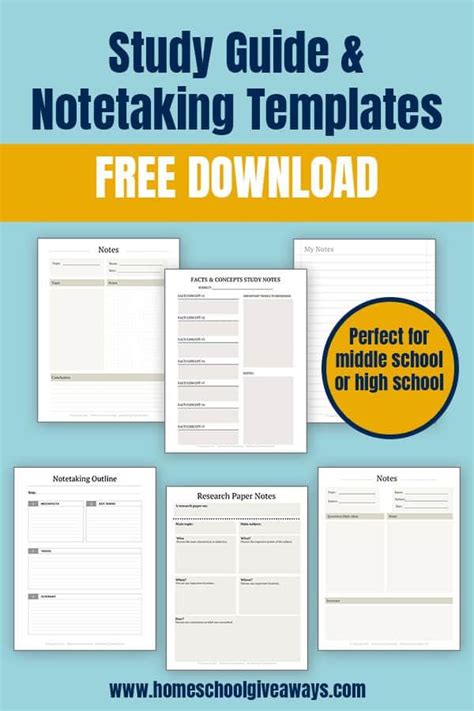 The Free Study Guide And Notebook Templates For High School Students