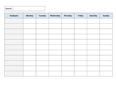 Weekly Employee Work Schedule Template Free Blank Schedulepdf Free