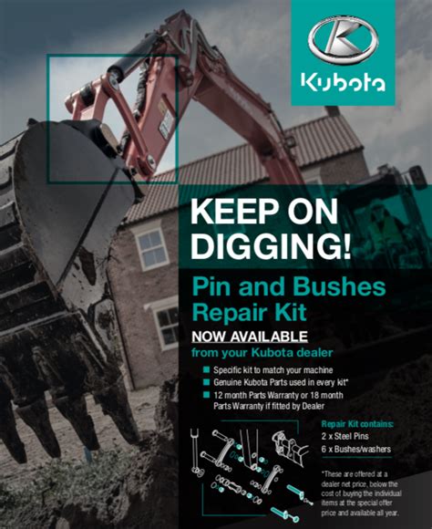 Kubota Keep On Digging Pin And Bushes Repair Kit