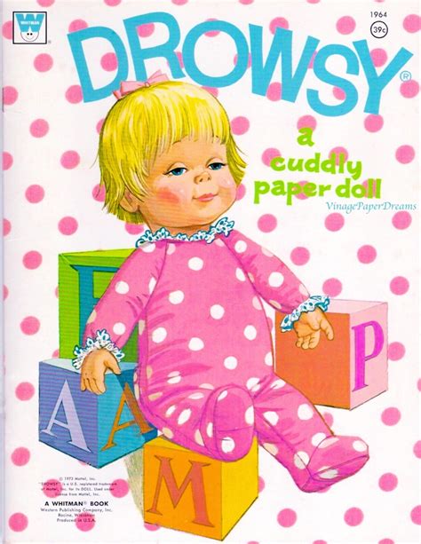 Vintage Paper Doll Printable Pdf Drowsy Baby Paper Doll 70s 1970s