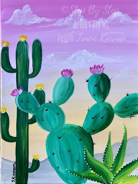 Easy Cactus Painting Desert Golden Hour Step By Step Painting With