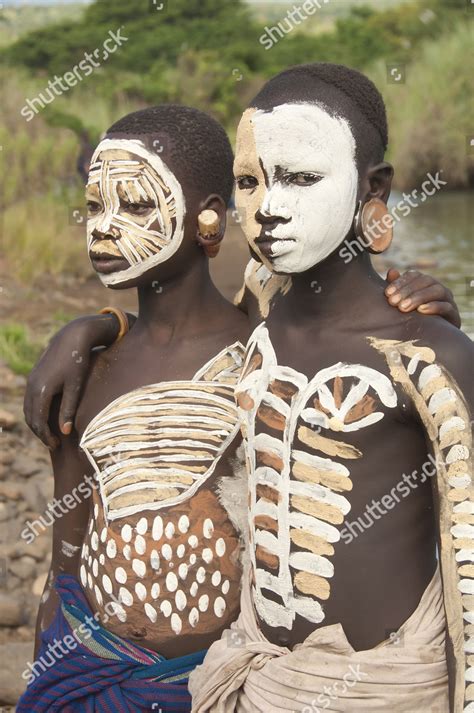 Two Surma Girls Facial Body Painting Editorial Stock Photo Stock Image Shutterstock