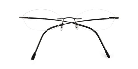 black flexible oval rimless eyeglasses marv