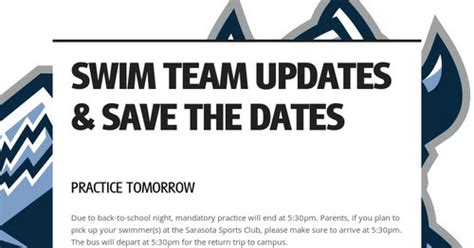 Swim Team Updates And Save The Dates Smore Newsletters