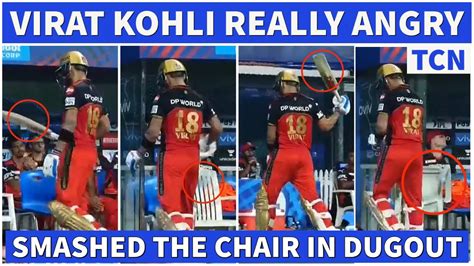Virat Kohli Gets Angry And Smashes The Chair Rcb Kohli Angry Video Kohli Hitting Chair Ipl
