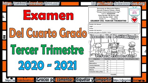 Examen Del Cuarto Grado Del Primer Trimestre Ciclo Escolar 2021 2022