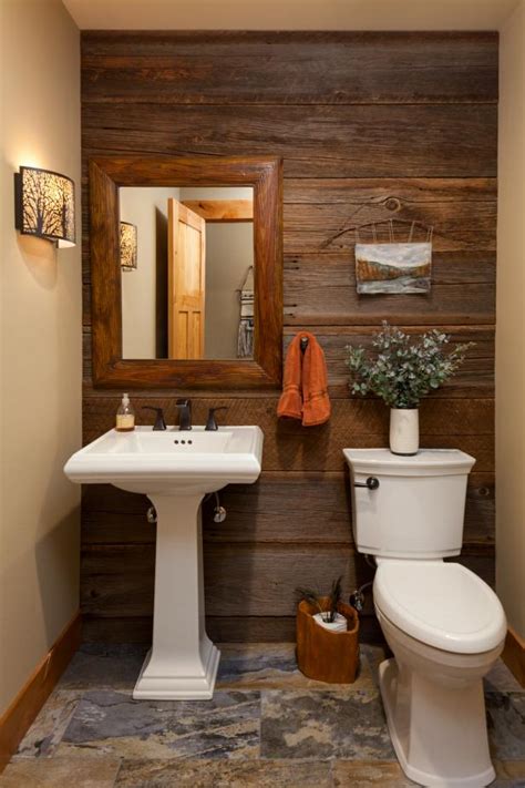 Neutral Rustic Powder Room With Paneling Hgtv