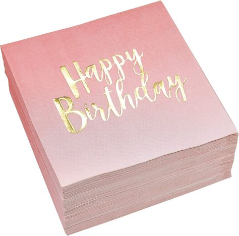 Count Happy Birthday Napkins Ply Pink Ombre Luncheon Etsy