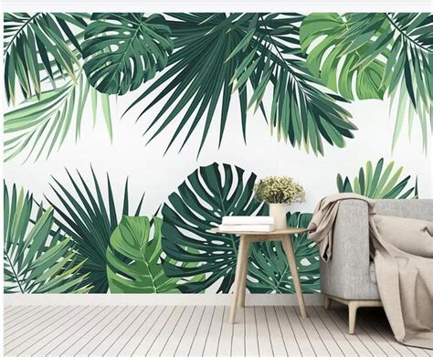 Tropical Rain Forest Plants Banana Leaf Wallpaper Wall Mural Etsy