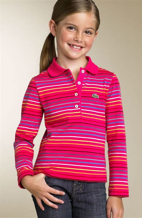 Lacoste Stripe Polo Shirt Little Girls And Big Girls Nordstrom