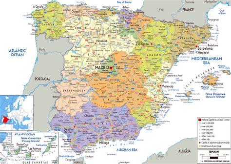 Grande Mapa Político Y Administrativo De España Con Carreteras