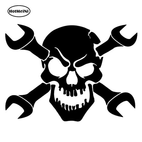 Hotmeini Cm Gear Head Skull Wrench Vinyl Decal Outdoor Window Vinyl Sticker Car Sticker