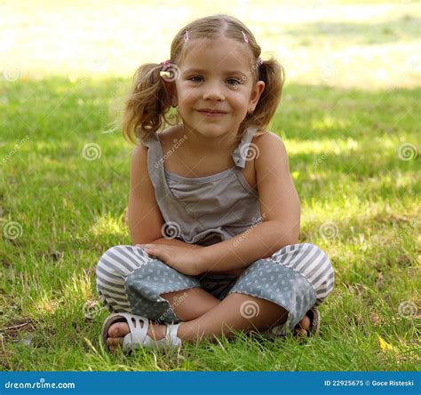 Little Girl Sitting Stock Image Image Of Grass Child 22925675