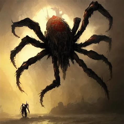 Giant Spider Monster Fantasy Art By Greg Rutkowski Stable Diffusion